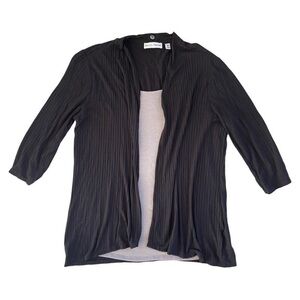 Rebecca Malone Black Cardigan w/ Attached Grey Tank - Size Medium